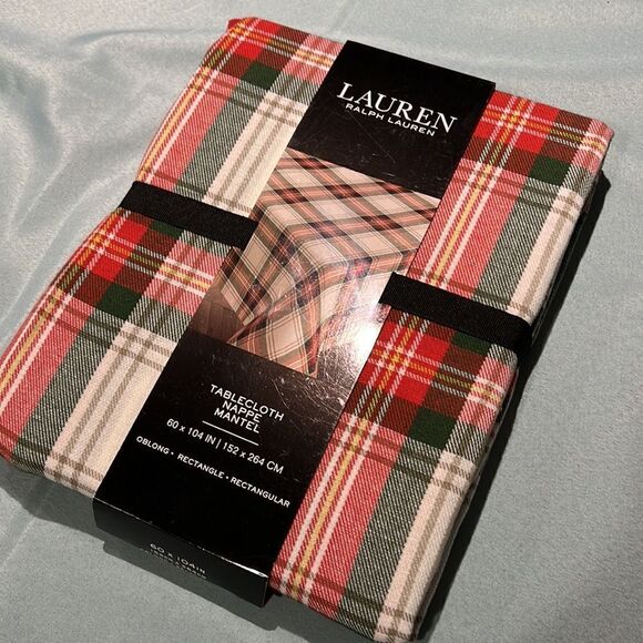 NEW Ralph Lauren 60 x 104” Plaid Christmas Tablecloth - Picture 2 of 5
